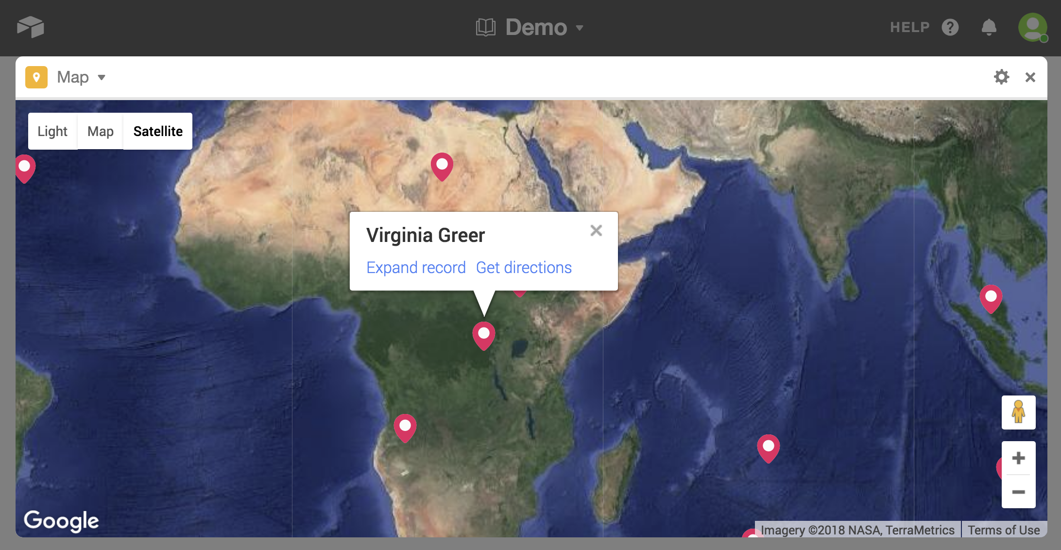 Use the Google maps block to visualize firestore data