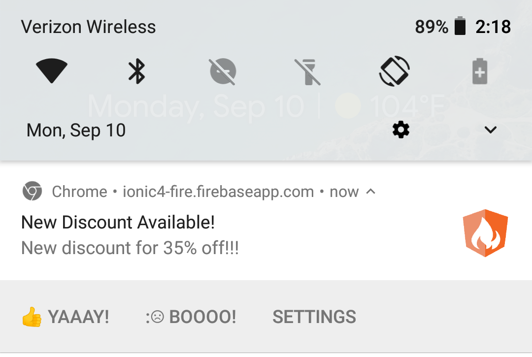 Web notification on Android Chrome