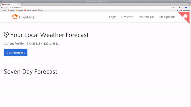 demo of weather forecasting app with Angular