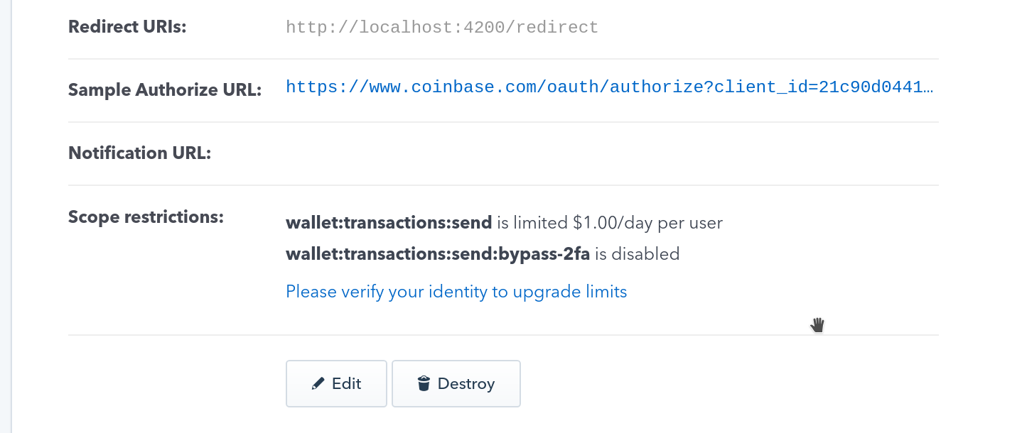 setting up your coinbase oauth app