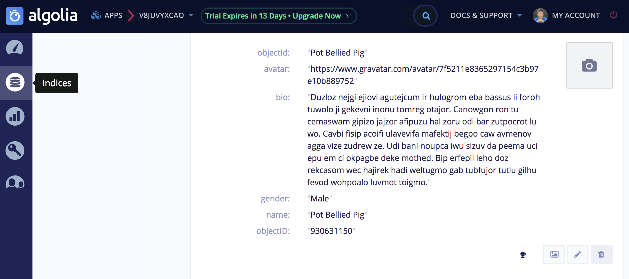 Firestore data after being indexed in Algolia