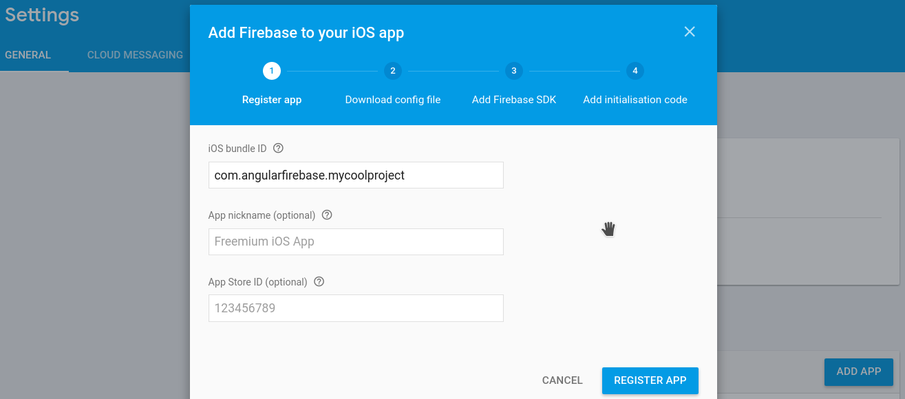 Register your iOS app with Firebase