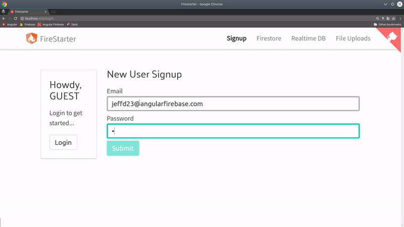 multi-step signup in Angular with Firebase password auth