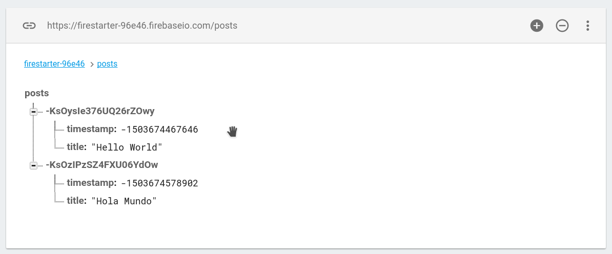 data structure of negative timestamps in firebase