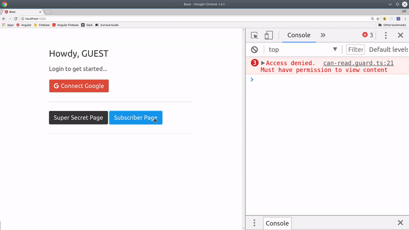 firestore role based auth router guard demo