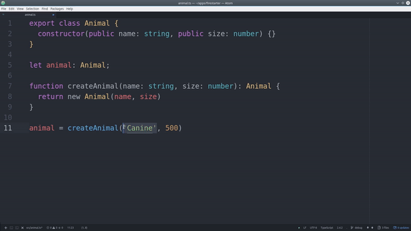 the excellent tooling of typescript in Atom text editor