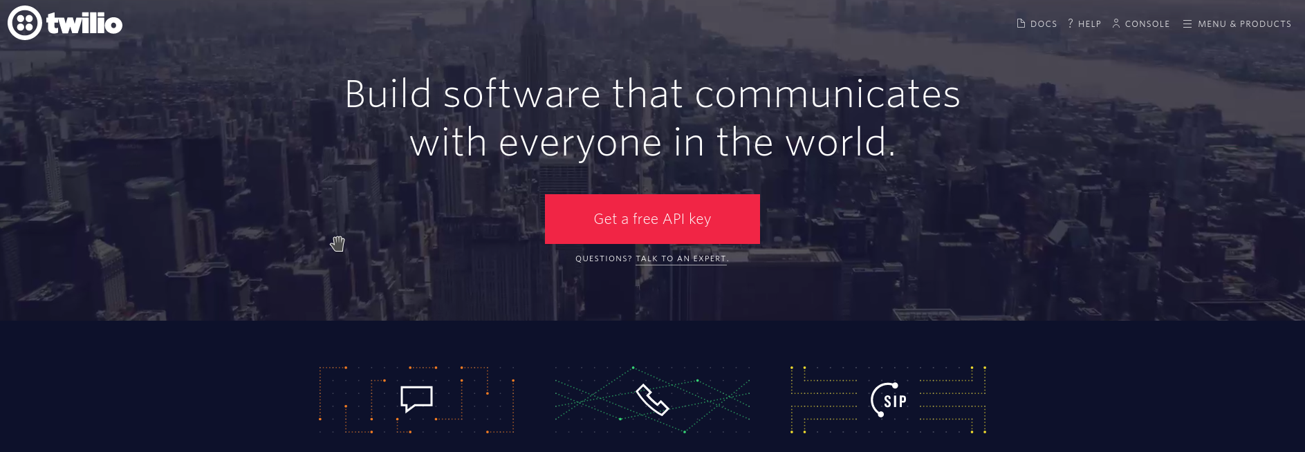 Sign up with twilio for a free api key