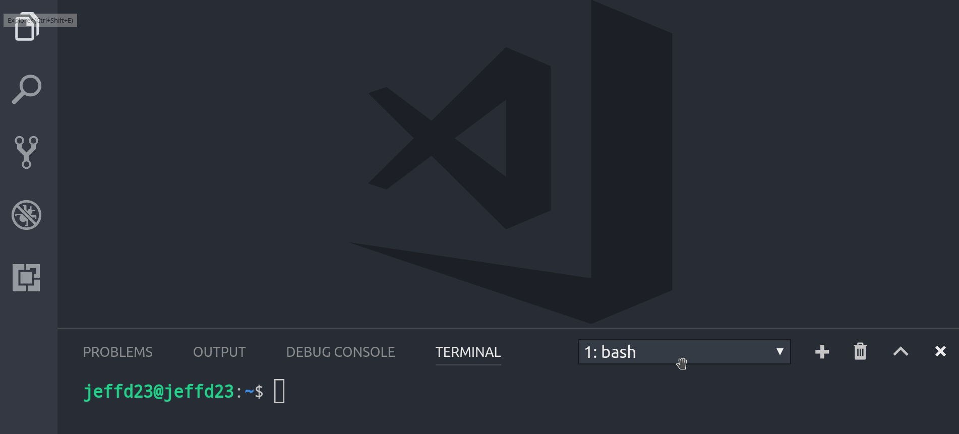 Open a blank vscode project and pull up a terminal session