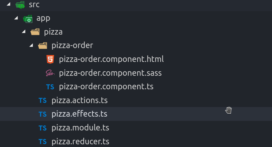 file structure for our ngrx pizza feature