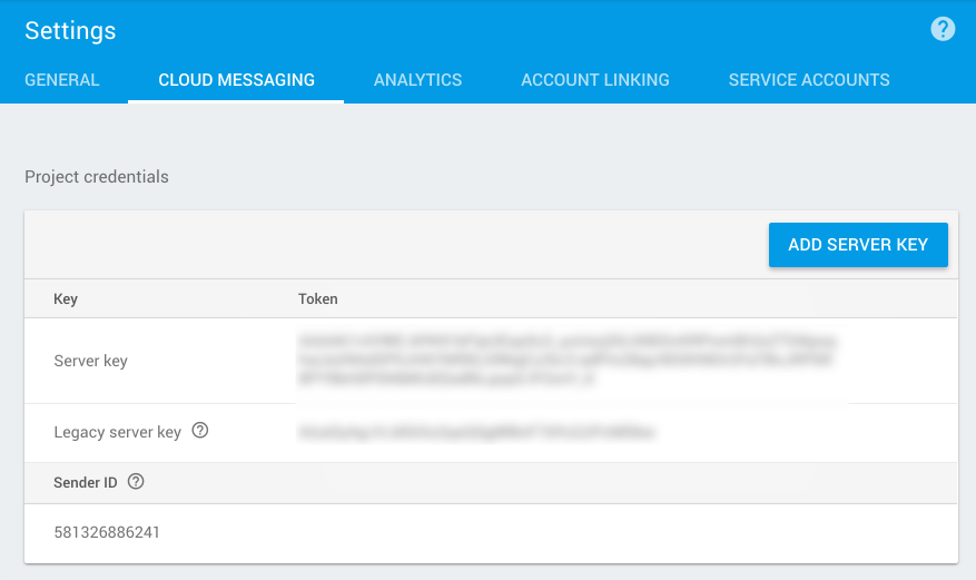 get the server key from Firebase Cloud Messaging