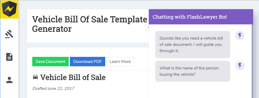 flash lawyer chatbot built with angular 2